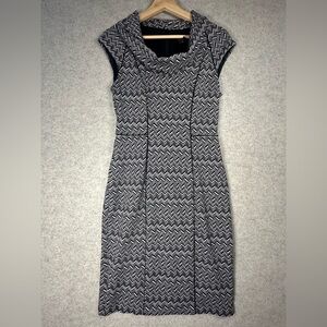 White House Black Market Chevron Cap-Sleeve Cowl Neck Stretch Sheath Dress